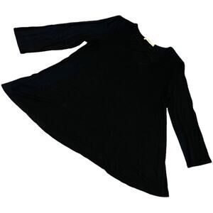 Entro Tunic Top Black Caged Front 3/4 Sleeve Stretch Women's Medium Knit Neutral